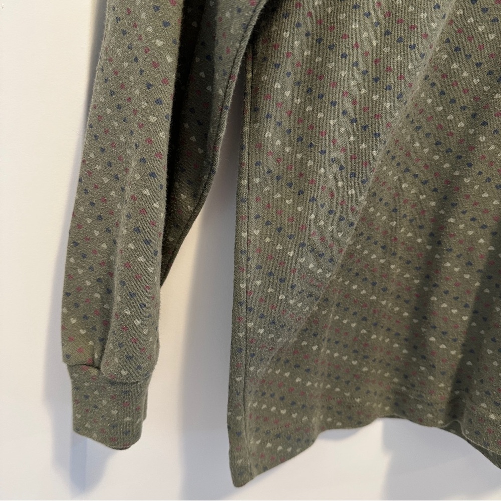 Northern Reflections Vintage Hearts Green Turtleneck Shirt Size Small Women’s - Picture 3 of 8